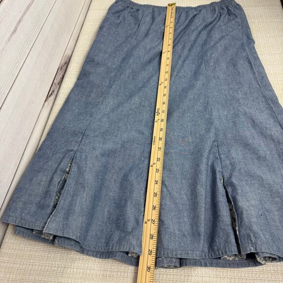 Vintage Denim Skirt TESA Sport du‎ Monde Floral Midi Size Large - Picture 6 of 7